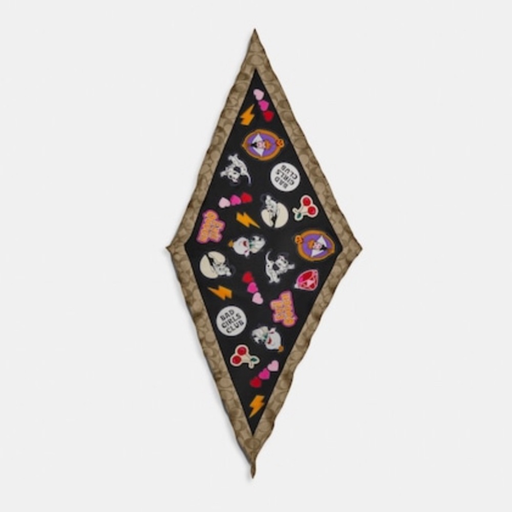 Disney X Coach Signature Villains Print Silk Diamond Scarf